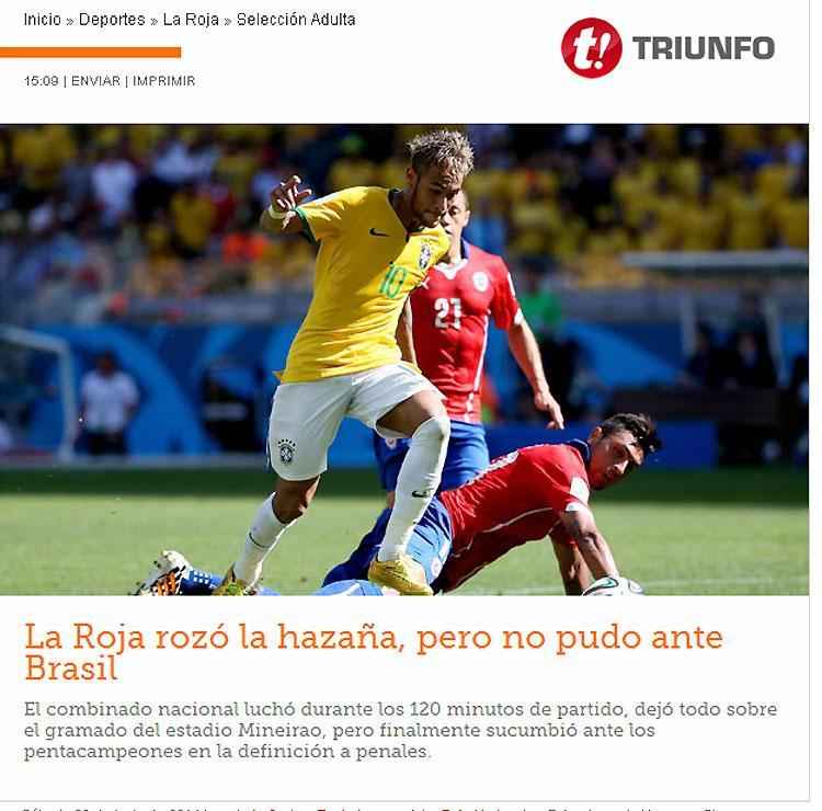 Trunfo - Chile lutou muito pela faanha durante 120 minutos de jogo, mas sucumbiu diante dos pentacampees do mundo nos pnaltis