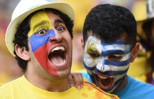 Imagens dos torcedores no jogo entre Colmbia e Uruguai