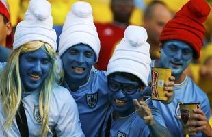 Imagens dos torcedores no jogo entre Colmbia e Uruguai