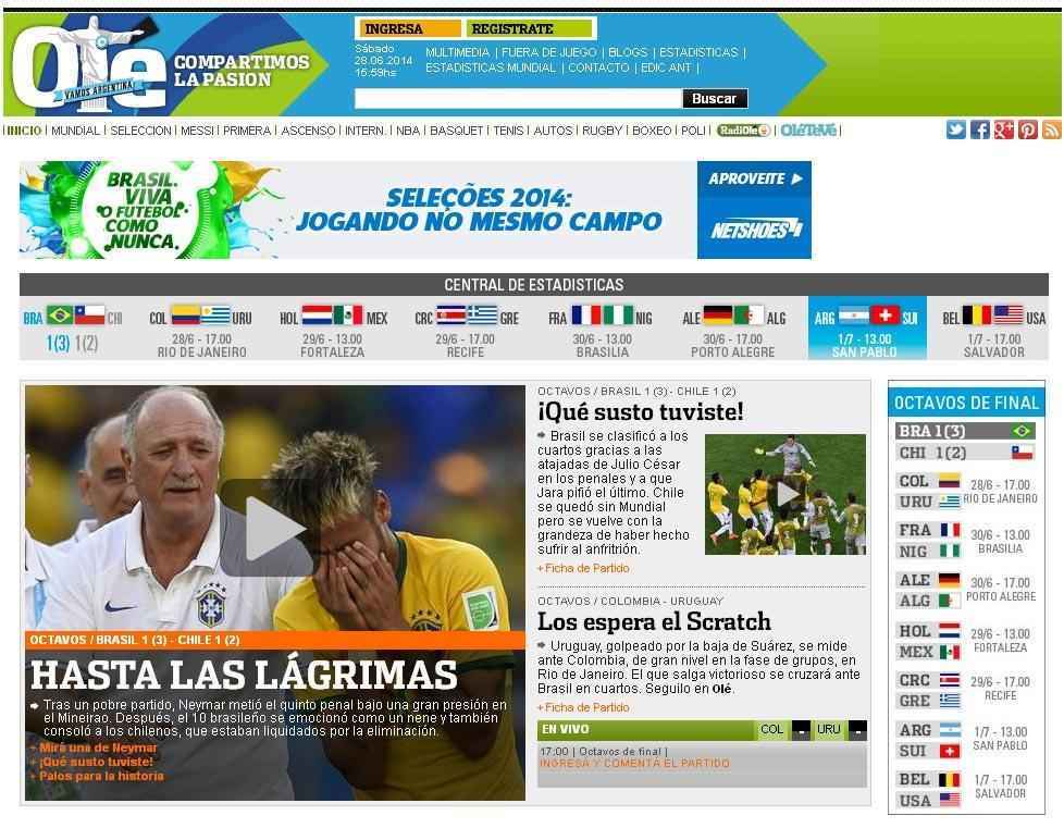 Ol (Argentina) destaca susto e lgrimas de Neymar: 'Brasileiro se emocionou como um beb'