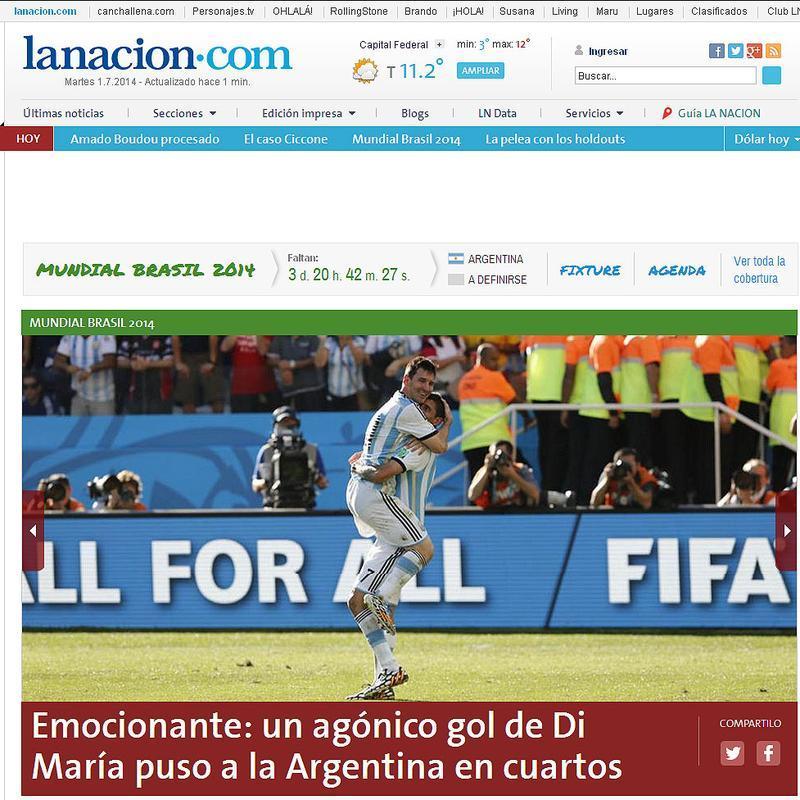 O 'L Nacin' destacou a emoo do jogo e o importante gol de D Mara, que valeu a classificao da Argentina s quartas