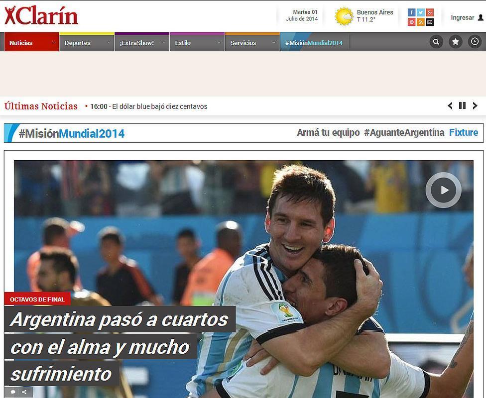 'Com a alma e muito sofrimento', lembra o argentino 'Clarn', com uma foto de Messi e Di Mara