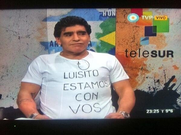 Maradona  comentarista da Telesur, da Venezuela