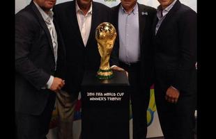 O alemo Lothar Matthus, o brasileiro Carlos Alberto Torres, o argentino Daniel Passarella e o italiano Fabio Cannavaro participam de um programa do Sportv