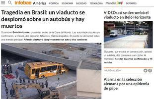 O argentino 'Infobae' replicou manchetes de jornais brasileiros: 'Tragdia', diz
