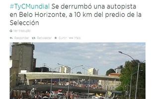 O canal de TV argentino 'TyC Sports' informou via Twitter a tragdia na Avenida Pedro I