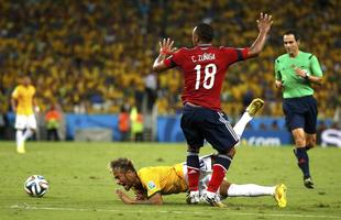 Imagens do jogo entre Brasil e Colômbia, pelas quartas de final