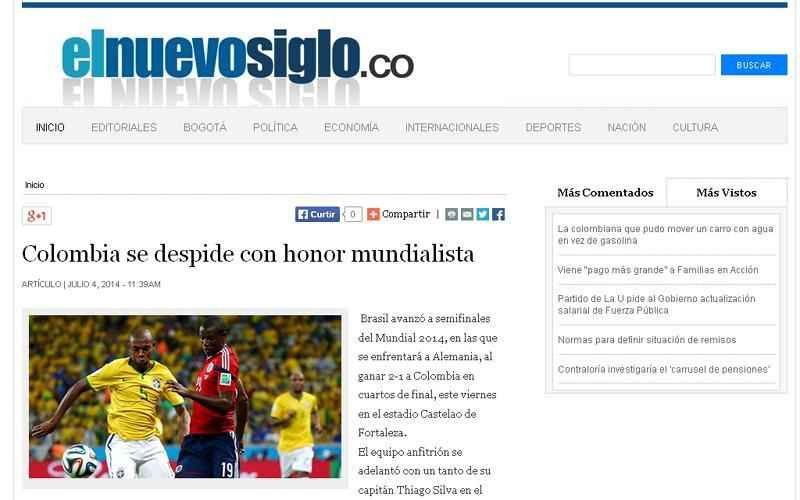 Destaque da fase de grupos, Colmbia deixou a Copa aps perder para o Brasil nas quartas de final