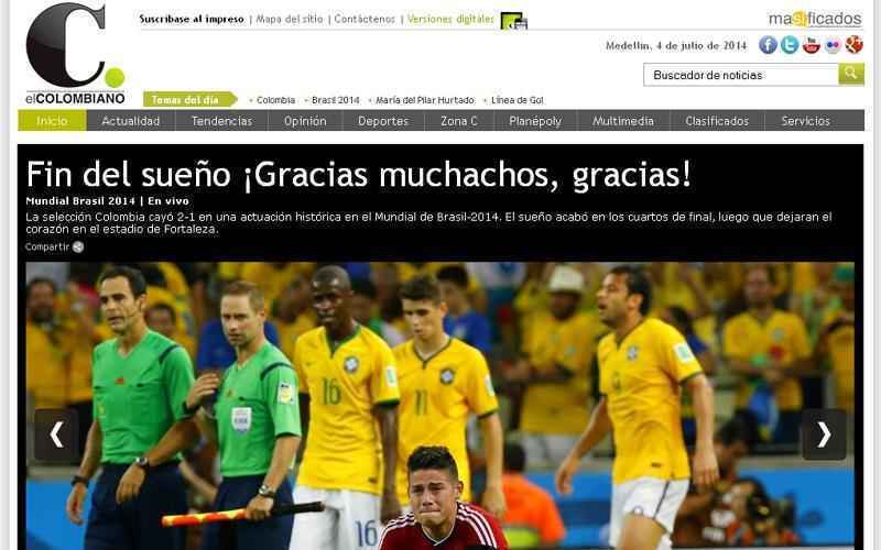 Destaque da fase de grupos, Colômbia deixou a Copa após perder para o Brasil nas quartas de final