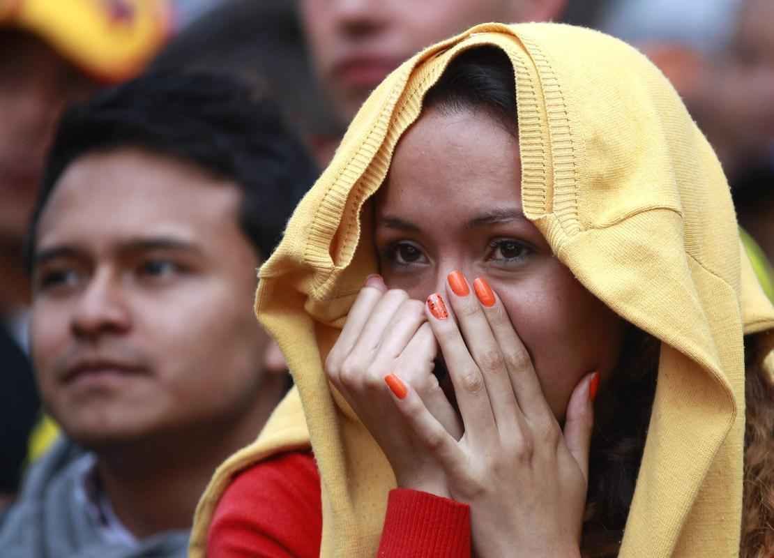 Os colombianos compareceram s ruas de Bogot para torcer pela equipe no confronto contra o Brasil, pelas quartas de final da Copa do Mundo. O resultado, porm, no foi o esperado: 2 a 1 a favor os anfitries. Apesar da eliminao, a Colmbia registrou sua melhor campanha na histria do Mundial.