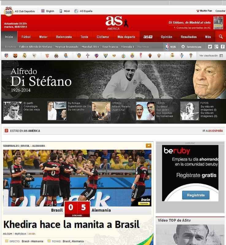 'Mo cheia da Alemanha sobre o Brasil', diz o espanhol 'As'