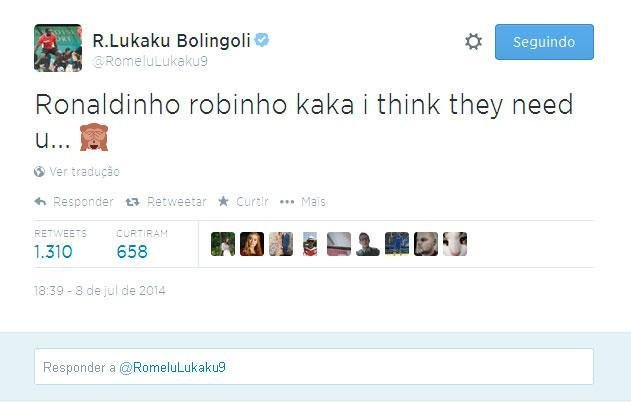 Lukaku ainda completa: 'Ronaldinho, Robinho e Kak, acho que precisam de vocs'
