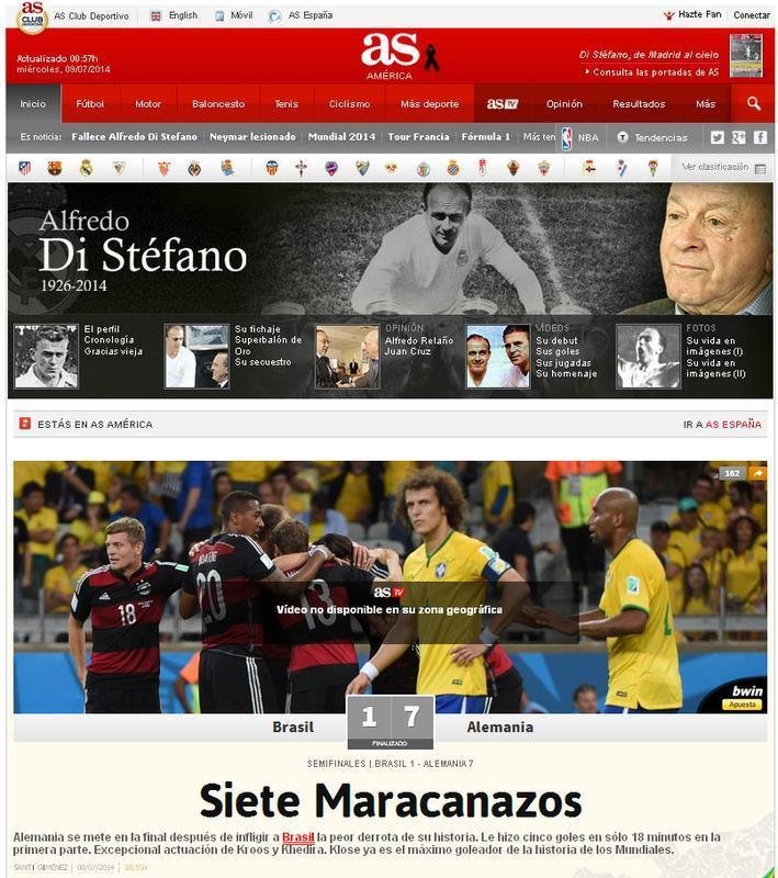 Diario As, da Espanha: 'Sete Maracanazos'