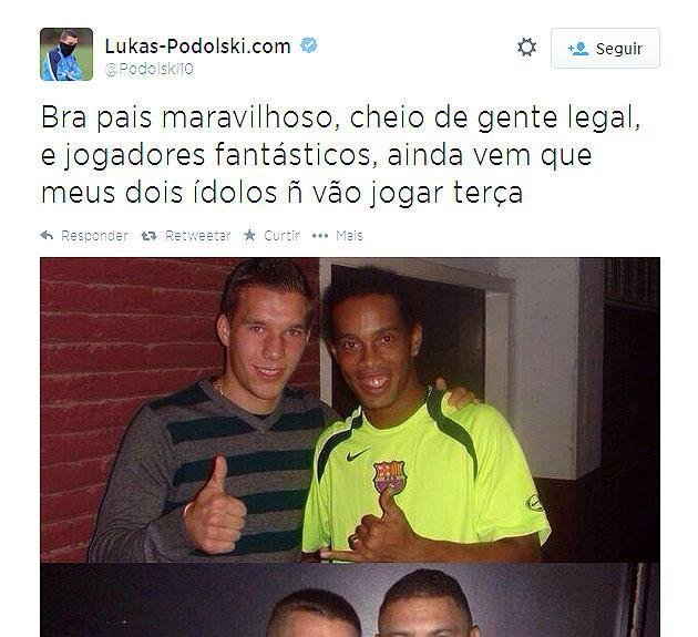 Com um estilo particular de 'tuitar', o alemo Lukas Podolski ganhou inmeros fs brasileiros nas redes sociais