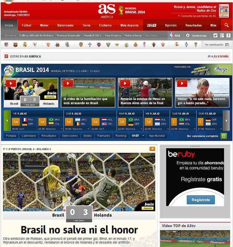 'Brasil no salva nem a honra', diz o espanhol 'AS'