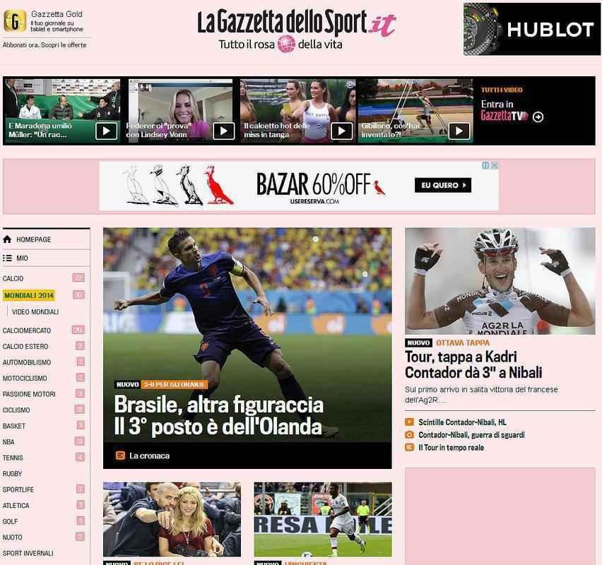 'Brasil, outro resultado negativo', diz o italiano 'La Gazzetta dello Sport' 