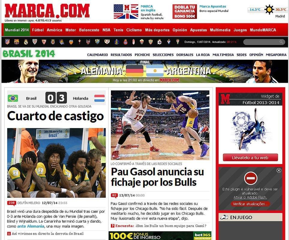 'Sala de castigo', diz o espanhol 'Marca'