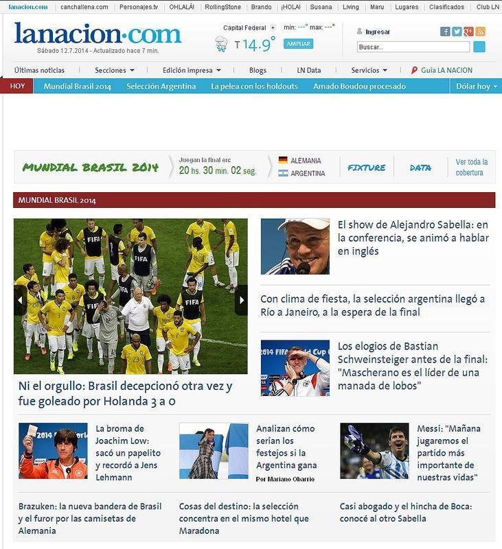 'Brasil decepciona outra vez e  goleado pela Holanda', diz o argentino 'L Nacin'