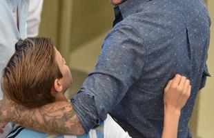 David Beckham com o filho com camisa da Argentina