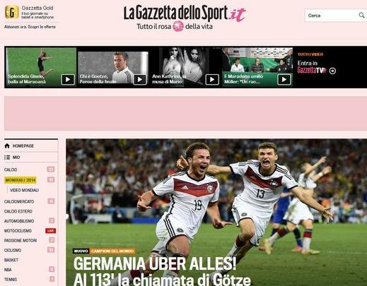 Gazzetta dello Sport: 'Alemanha, a nova campe'