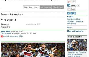 The Guardian: 'Alemanha bate a Argentina e vence a Copa do Mundo com gol de Mario Gözte'