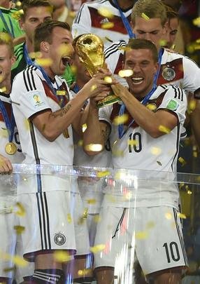 No Maracan, Seleo da Alemanha festeja a conquista da quarta Copa do Mundo