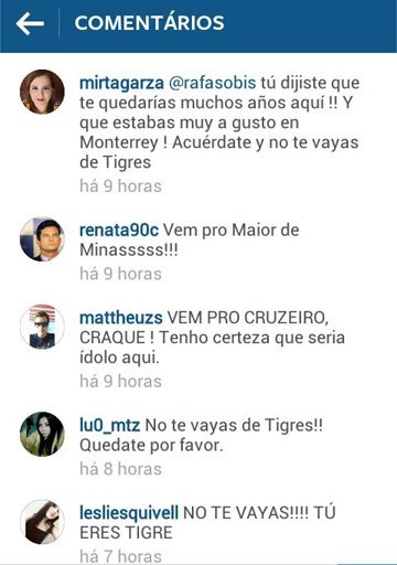 Torcedores de Cruzeiro e Tigres travam disputa por Rafael Sóbis no Instagram do jogador