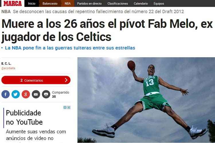 Brasileiro Fab Melo, ex-jogador da NBA, morre em casa aos 26 anos